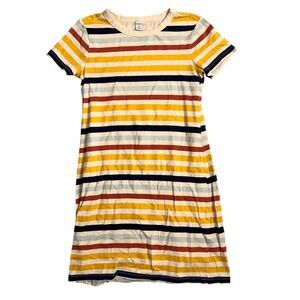 Old Navy Striped T Shirt Dress Yellow Red Blue White Casual Midi Womens XS